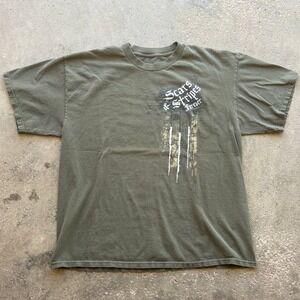 2009 Jesus Scars & Stripes Forever Graphic T-Shirt Mens Olive‎ Green